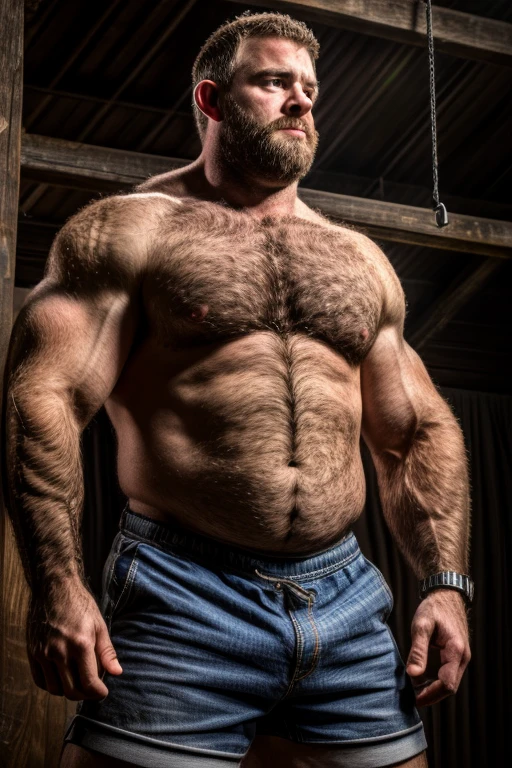 8K HIGH RESOLUTION HDR Very Extremely Realistic Very Detailed High Quality Create a professional studio-style 8K HDR Very Real photograph featuring a middle-aged daddy rugged bodybuilder muscle bears man , burly, very realy detailed hairy, 8K very realistic beared big daddy muscle bear,  and 8K very realistic detailed rugged burly man in shorts. Very Realistic detailed shorts, very realistic hair, very realistic beards, very realistic thick chubby fat neck, very realistic neck lines, very realistic detailed neck, very realistic belly, very realistic burly chest, very realistic detailed hairy burly strong chest and arms, very realistic detailed hairy burly strong chest and arms, very realistic pecs, very realistic burly muscle bear body, very realistic nipples, very realistic burly muscle bear body, very realistic face, very realistic detailed face, very realistic eyes, very realistic detailed eyes, very realistic pupils, very realistic detailed pupils, very realistic nose, very realistic ears, very realistic facial features, very realistic burly arms, very realistic elbows, very realistic hands, very realistic pecs, very realistic belly, very realistic human man body, very realistic bellybutton, very realistic wrists, very realistic fingers, very realistic fingernails, very realistic shoulders, very realistic mouth, very realistic lips, very realistic detailed skin, very realistic skin, very realistic mens clothing, very realistic detailed mens clothing. 8K HDR Very Realistic Hairy Bearded Burly Muscle bear Photoshoot, A very realistic burly muscle bear man in a Farm,  8K HDR Very Realistic Intricately Detailed, 8K HDR very realistic detailed Farm surroundings, 8K HDR very realistic surroundings lighting, No Deformities, captured with a 85mm lens by a world famous photographer, 8K HDR Very Ultra Realistic and 8K HDR Very Realistic Photograph, 8K HDR Clear HDR Quality full with very realistic real details 