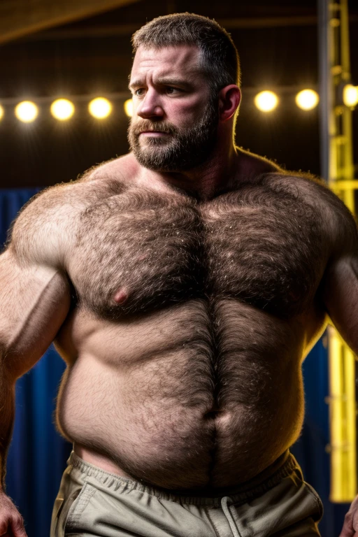 8K HIGH RESOLUTION HDR Very Extremely Realistic Very Detailed High Quality Create a professional studio-style 8K HDR Very Real photograph featuring a middle-aged daddy rugged bodybuilder muscle bears man , burly, very realy detailed hairy, 8K very realistic beared big daddy muscle bear,  and 8K very realistic detailed rugged burly man in shorts. Very Realistic detailed shorts, very realistic hair, very realistic beards, very realistic thick chubby fat neck, very realistic neck lines, very realistic detailed neck, very realistic belly, very realistic burly chest, very realistic detailed hairy burly strong chest and arms, very realistic detailed hairy burly strong chest and arms, very realistic pecs, very realistic burly muscle bear body, very realistic nipples, very realistic burly muscle bear body, very realistic face, very realistic detailed face, very realistic eyes, very realistic detailed eyes, very realistic pupils, very realistic detailed pupils, very realistic nose, very realistic ears, very realistic facial features, very realistic burly arms, very realistic elbows, very realistic hands, very realistic pecs, very realistic belly, very realistic human man body, very realistic bellybutton, very realistic wrists, very realistic fingers, very realistic fingernails, very realistic shoulders, very realistic mouth, very realistic lips, very realistic detailed skin, very realistic skin, very realistic mens clothing, very realistic detailed mens clothing. 8K HDR Very Realistic Hairy Bearded Burly Muscle bear Photoshoot, A very realistic burly muscle bear man in a Farm,  8K HDR Very Realistic Intricately Detailed, 8K HDR very realistic detailed Farm surroundings, 8K HDR very realistic surroundings lighting, No Deformities, captured with a 85mm lens by a world famous photographer, 8K HDR Very Ultra Realistic and 8K HDR Very Realistic Photograph, 8K HDR Clear HDR Quality full with very realistic real details 
