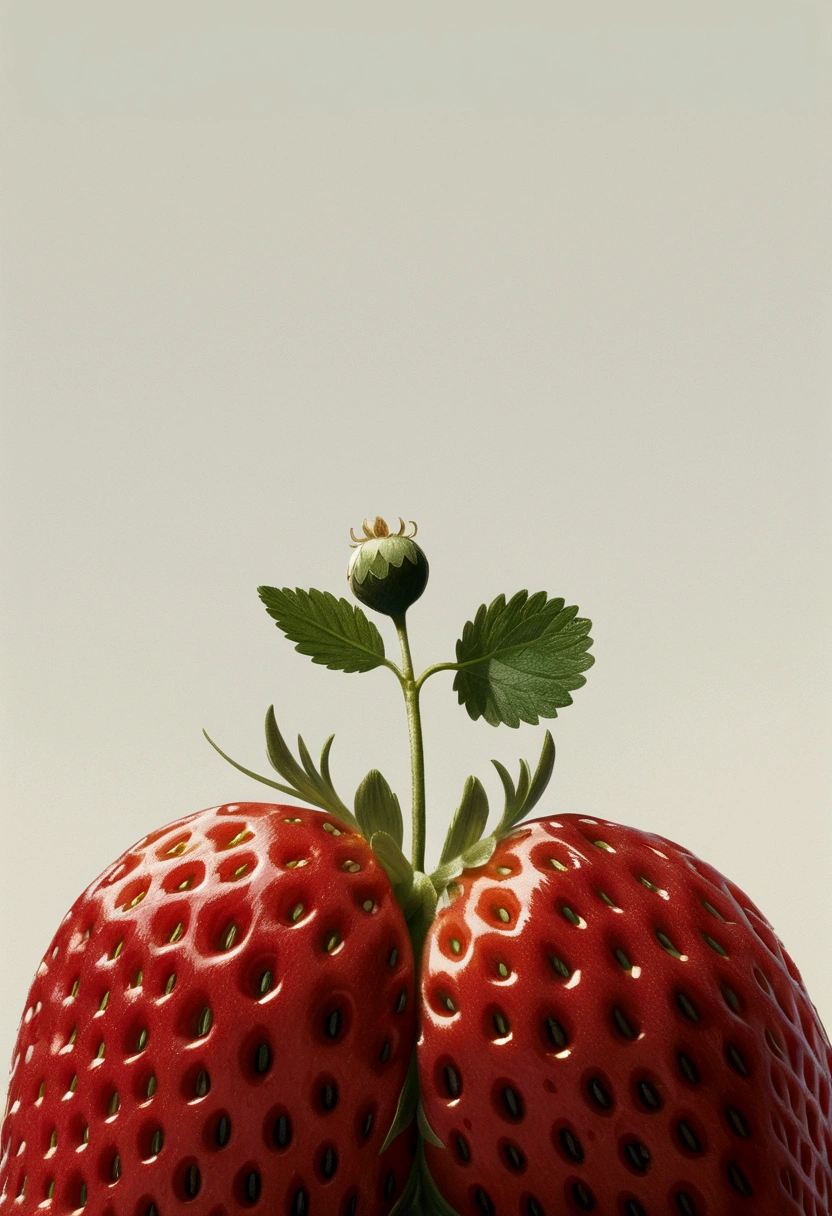 A Strawberry, by Alessandro Gottardo, cinematic still, chiaroscuro, dynamic, (best quality, masterpiece, photorealistic), very aesthetic, perfect composition, intricate details, ultra-detailed, vivid colors