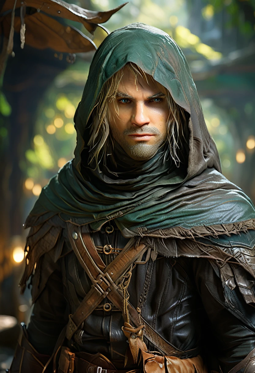 Create a highly detailed and photorealistic blurred image of a man with bow and arrow in a dark forest, male blond elf ranger, Handsome male elf, Fantasy movie still, blond elven male warrior, Legolas as an elf ranger, a male elf, male elf, from Warcraft, male elf ranger, Similar to Legolas, a portrait of a male elf. It should be portrayed with realistic textures and intricate details. Capture the essence of your animated assets while mixing them
Position the character in a natural, outdoor environment, with vibrant, saturated colors and dynamic lighting that highlight their miniaturized forms. The background should be artistically blurred (bokeh effect), creating a sense of depth and focus on the characters. The scene is lit by natural sunlight, casting soft shadows and increasing realism.
Ensure the image is captured in 4K and 8K resolution using a high-quality cinematic lens, enabling a crisp, immersive experience with an emphasis on fine details such as facial expressions, clothing textures, and character-specific accessories. The overall style should blend the charm of the original animated series with vivid, realistic representation, making the characters come to life in a miniature world