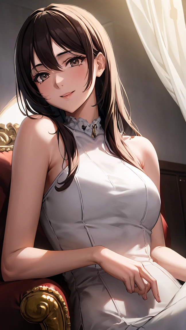 Highest quality,masterpiece,High resolution,CG8k ,Highly detailed images,Beautiful sister,One person,mejiro ramonu,Horse&#39;s ears,Horse tail,white and green clothing,Black Skirt,smile,