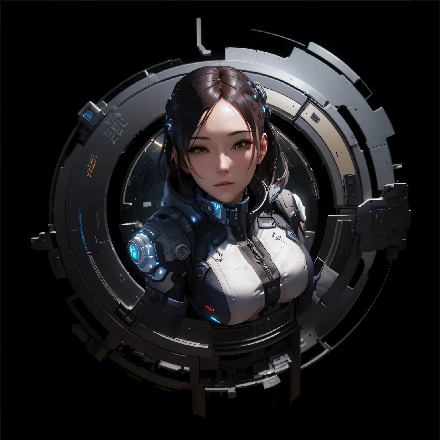 There is a woman in a futuristic suit standing in a round window, Akihiko Yoshida. Unreal Engine, Science Fiction Characters, Unreal 5. RPG portrait, 3D rendering character art 8k, 8k portrait rendering, 3D character art, Science fiction female characters, Popular topics on cgstation, cyberpunk anime girl, Hyperrealistic cyberpunk style, female cyberpunk anime girl