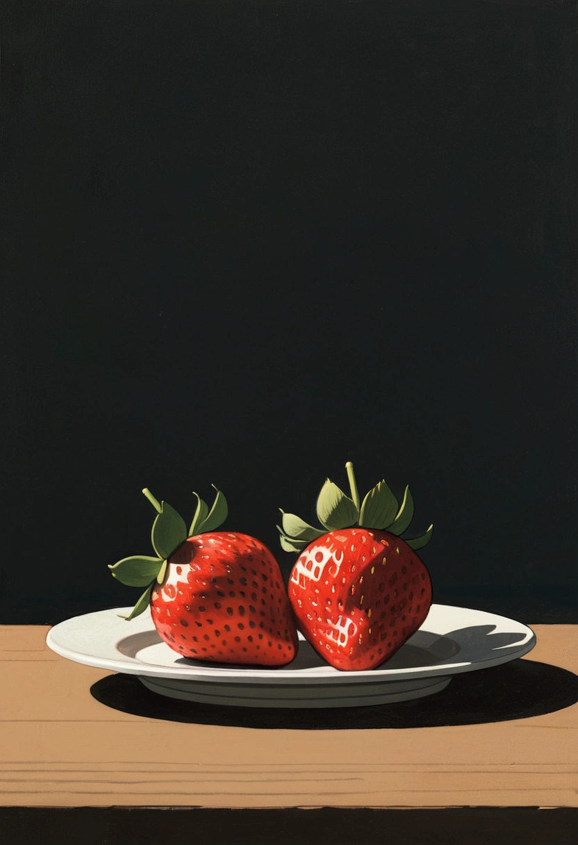 A Strawberry, by Chiho Aoshima, cinematic still, chiaroscuro, dynamic, (best quality, masterpiece, photorealistic), very aesthetic, perfect composition, intricate details, ultra-detailed, vivid colors