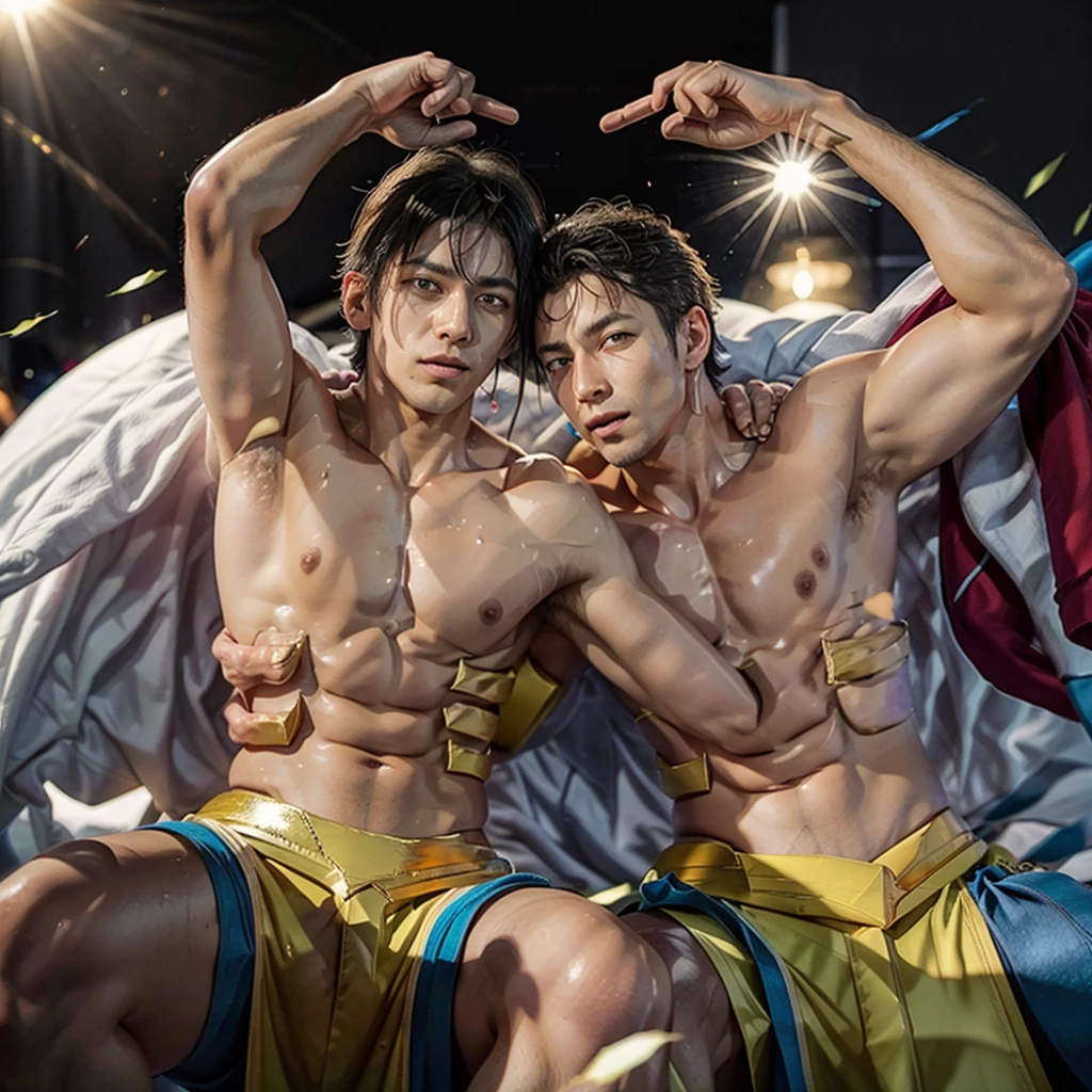 adult man, fighting capoeira, aura around man