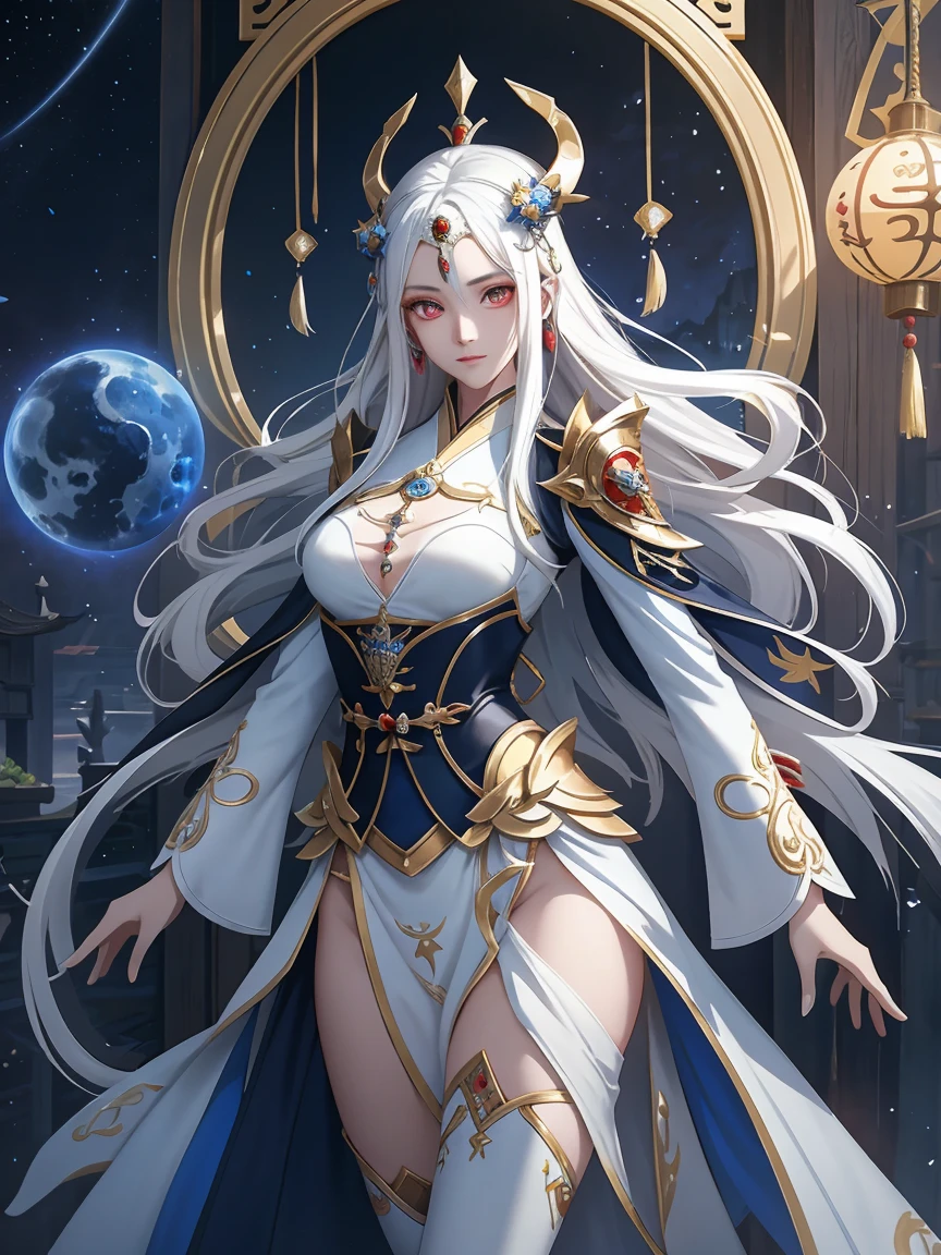 Anime fantasy illustration, 2. 5 D CGI anime fantasy artwork, Chinese fantasy, xianxia fantasy, author:Fan Qi, Inspired by Lan Ying, trending digital fantasy art, Beautiful character painting, Fantasy art style, a beautiful fantasy empress, inspired by Wu Bin, Inspired by Ai Xuan, face smile,Anime girl flies over a castle with huge flames, masterpiece,best quality,ultra-detailed,very detailed illustrations,extremely detailed,intricate details,highres,super complex details,extremely detailed 8k cg wallpaper, caustics,reflection,ray tracing,nebula,dark aura,cyber effect, (1girl:1.4),solo,alone,mecha musume, headgear,star halo,intricate mechanical bodysuit, mecha corset, very long hair,white hair, hair between eyes, multicolored hair, colored inner hair, red eyes,glowing eye,eye trail, random expressions,random action, 2. 5 D CGI anime fantasy artwork, Chinese fantasy, xianxia fantasy,
author:Fan Qi, Inspired by Lan Ying, trending digital fantasy art,
Beautiful character painting, Fantasy art style, a beautiful fantasy empress,
inspired by Wu Bin, Inspired by Ai Xuan,pond, starry sky,skyline,