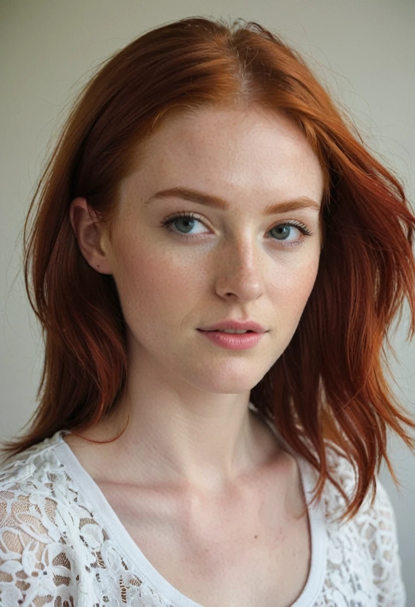 23 year old fashion photography.oh red-haired woman, Linda, no-makeup, wearing men's clothing, smoking a cigarette, 35mm, Eye Brown, anastasia ovchinnikova