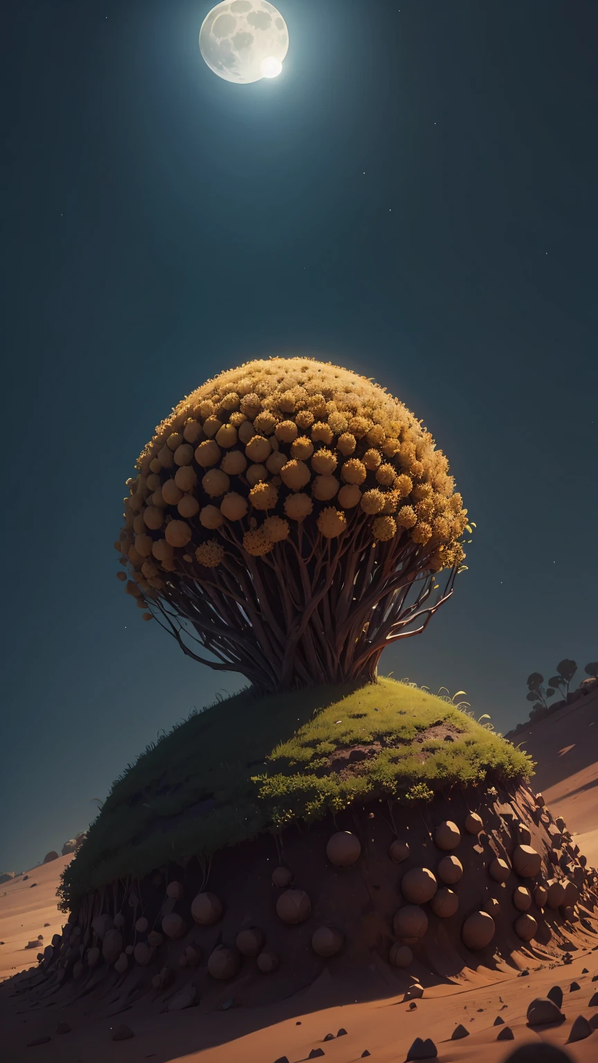 anthill surrounded by moonlight