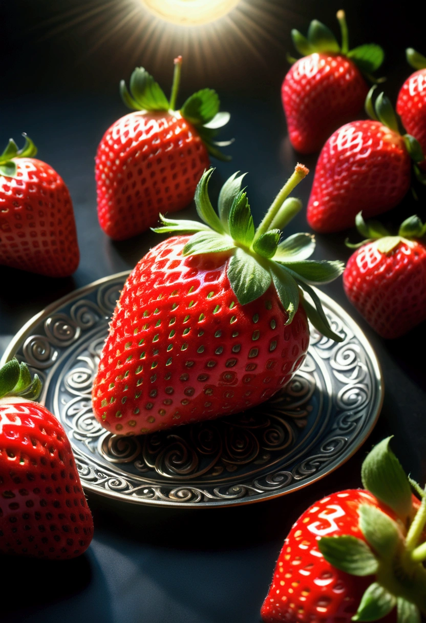 (A Strawberry), in the middle of a fog, in the style of white and gray, (by angura kei:0.5), photographic source, transfixing scenes, edible art, captivating chiaroscuro, dynamic movement, full body, (special effects:0.1), award-winning, cinematic still, emotional, vignette, dynamic, vivid, (masterpiece, best quality, photorealistic, Professional, perfect composition, very aesthetic, absurdres, ultra-detailed, intricate details:1.3)