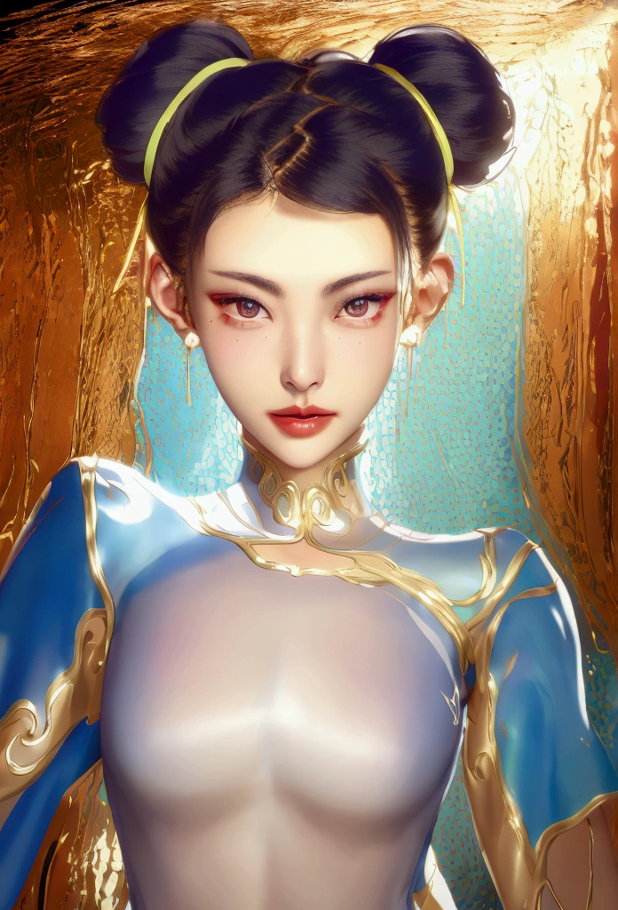 masterpiece, best quality, (extremely detailed CG unity 8k wallpaper, masterpiece, best quality, ultra-detailed, best shadow), (detailed background), (beautiful detailed face, beautiful detailed eyes), High contrast, (best illumination, an extremely delicate and beautiful),1girl,((colourful paint splashes on transparent background, dulux,)), ((caustic)), dynamic angle,beautiful detailed glow,full body, ,beautiful alluring anime woman, looking Chun-Li, , medium breast, show nipples, show vagina, open legs:1.5.