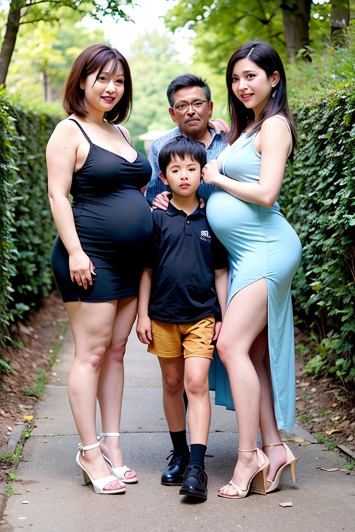 Happy family, women huge breast, big booty, full body, sexy dress, medium dress,pregnant,dress hot, step mom