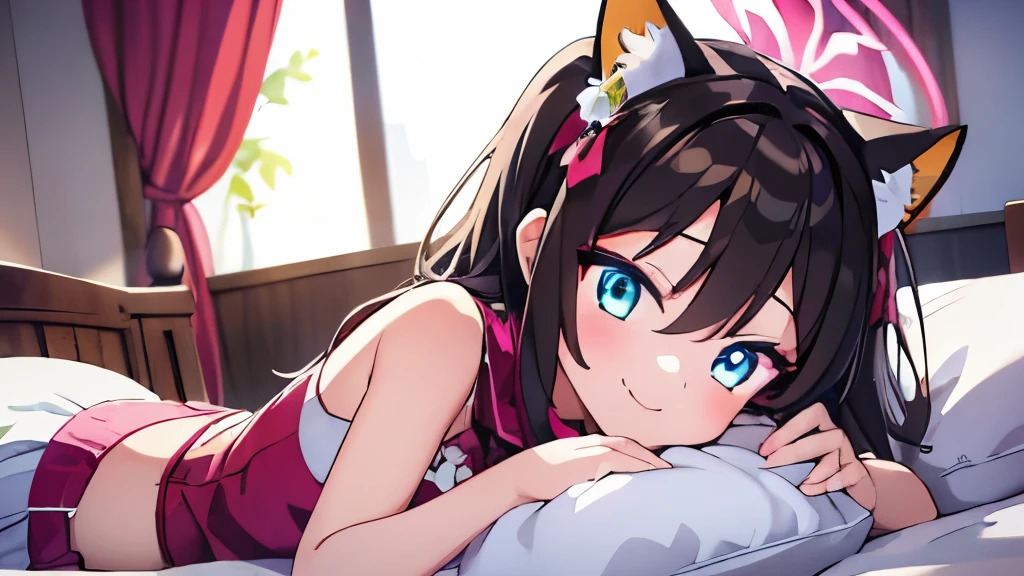 ((masterpiece)), ((best quality)), (ultra-detailed), on the bed, a cute girl, 1girl, solo, underwear00, ((beautiful eyes)), smile