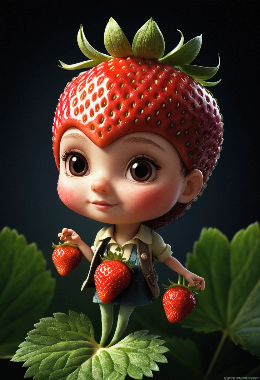 A Strawberry, by Piper Thibodeau, cinematic still, chiaroscuro, dynamic, (best quality, masterpiece, photorealistic), very aesthetic, perfect composition, intricate details, ultra-detailed, vivid colors