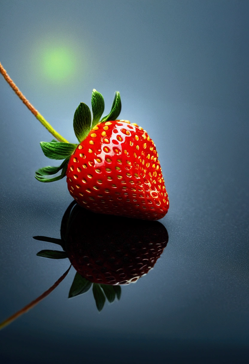 A Strawberry, by Theodor Kittelsen, cinematic still, chiaroscuro, dynamic, (best quality, masterpiece, photorealistic), very aesthetic, perfect composition, intricate details, ultra-detailed, vivid colors