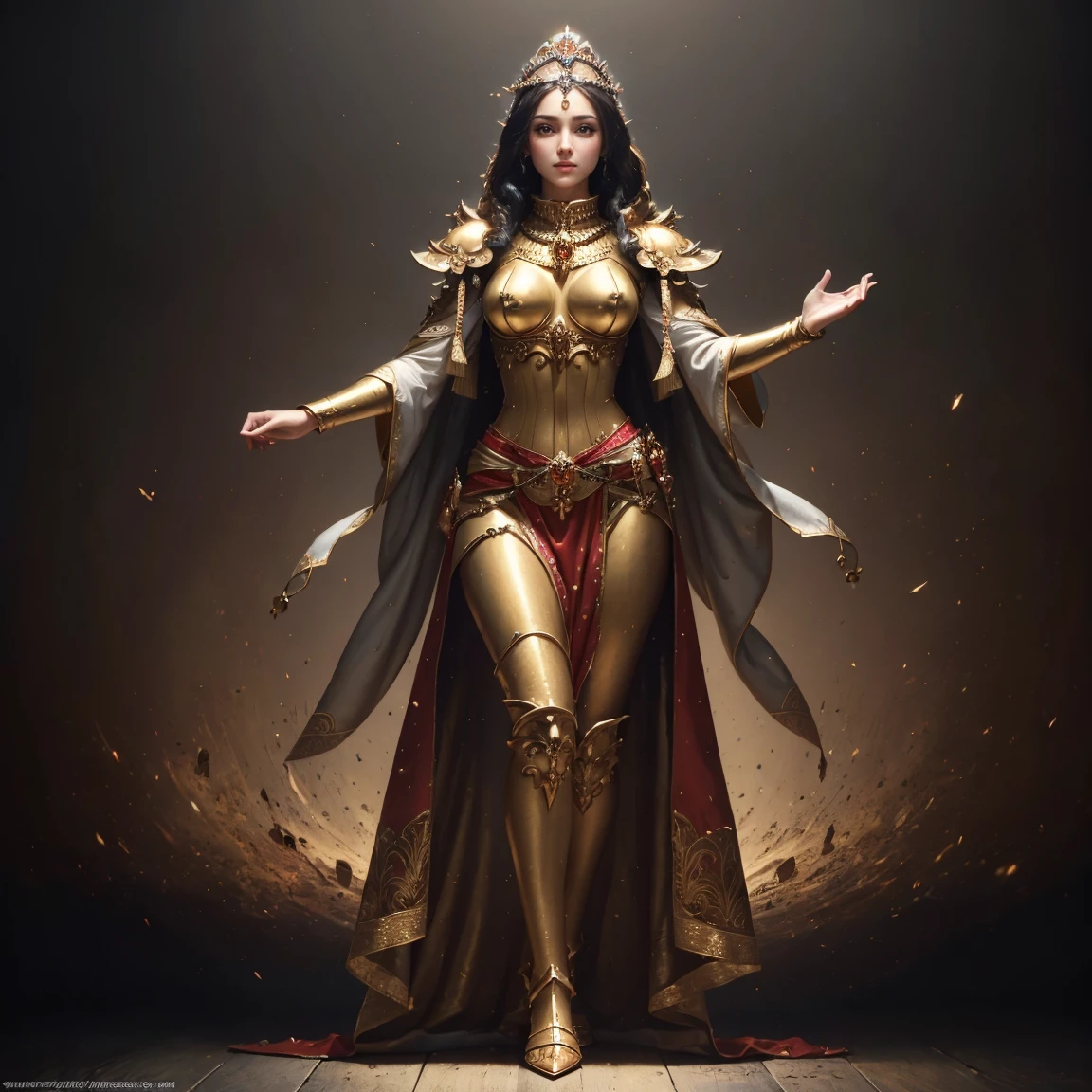 (masterpiece, highest quality:1.5), ultra detailed, high resolution, 16k, the most beautiful face in the world, highly detailed beautiful face and eyes, shiny skin, fine cloth texture, perfect anatomy, perfect hands, BREAK, (the incarnation of beauty:1.3), (breathtaking and goddess of beauty:1.3), (gorgeous and stunning princess:1.3), perfect make-up, deeply in love, full of elegance. (solo), (full body:1.5), adepta sororitas