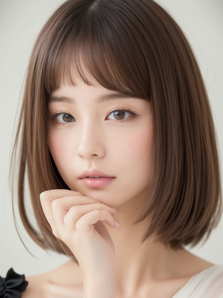 ((of the highest quality, 8K, masutepiece: 1.3)), Women (Full body portrait, front, multicolored frill dress, Big breasts, cleavage, In the Magic Mirror), Overhead camera, Sharp Focus: 1.2, prety woman: 1.4, ((girlish Hairstyle)), Highly detailed face and skin and hair texture, Detailed eyes, Double eyelids, White skin, beautiful delicate nose, Cute young Japan woman, 20 years old, while emphasizing the theme、pleasing to the eye、tome'thought-provoking composition., Eyes, Mouth and behavior, The contrast between light and shadow creates a unique sense of sadness...、Dynamic angle background blur