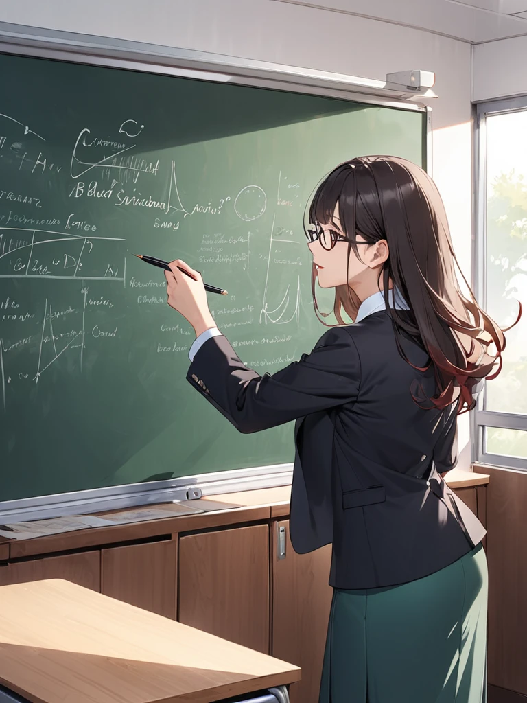 Teacher teaching at the blackboard