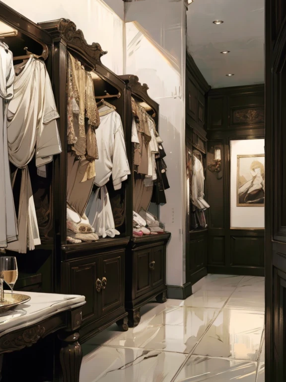 The store is a high-end, luxurious clothing boutique. The space is large and open, with high ceilings and a modern, sophisticated design. The floors are made of polished marble, and the walls are a mix of soft white and light gray tones, giving the space an elegant and clean look. There are large, full-length mirrors strategically placed throughout the store, adding depth and allowing customers to see their outfits from all angles.
The lighting is soft and warm, with a combination of recessed lights in the ceiling and stylish chandeliers hanging down, creating a welcoming and upscale atmosphere. The store is furnished with sleek, contemporary furniture, including comfortable seating areas with plush velvet chairs and small coffee tables.
The clothing is displayed on gold and chrome racks that are evenly spaced, making it easy to browse. There are also several mannequins dressed in the latest fashions placed around the store. In addition to the clothing racks, there are elegant wooden tables showcasing accessories like handbags, jewelry, and shoes. The store's entrance features large glass doors, and the front window displays are designed to showcase the latest trends and high-end pieces, drawing customers in with their stylish and sophisticated arrangements.
At the back of the store, there is a spacious and luxurious fitting area with private changing rooms. Each changing room is decorated with high-quality materials, including velvet curtains, soft carpeting, and comfortable seating. The store also features a VIP area for exclusive customers, offering personalized shopping experiences with private consultations.
Overall, the luxury clothing store exudes an air of exclusivity and elegance, with every detail carefully designed to create a refined and luxurious shopping experience.