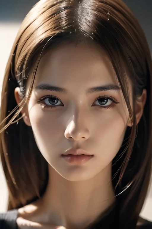 a black and white photo of a woman with shadow. , in the style of minimalist beauty, light bronze and bronze, serene faces, sharp edges,  high definition, contrast shading, realism