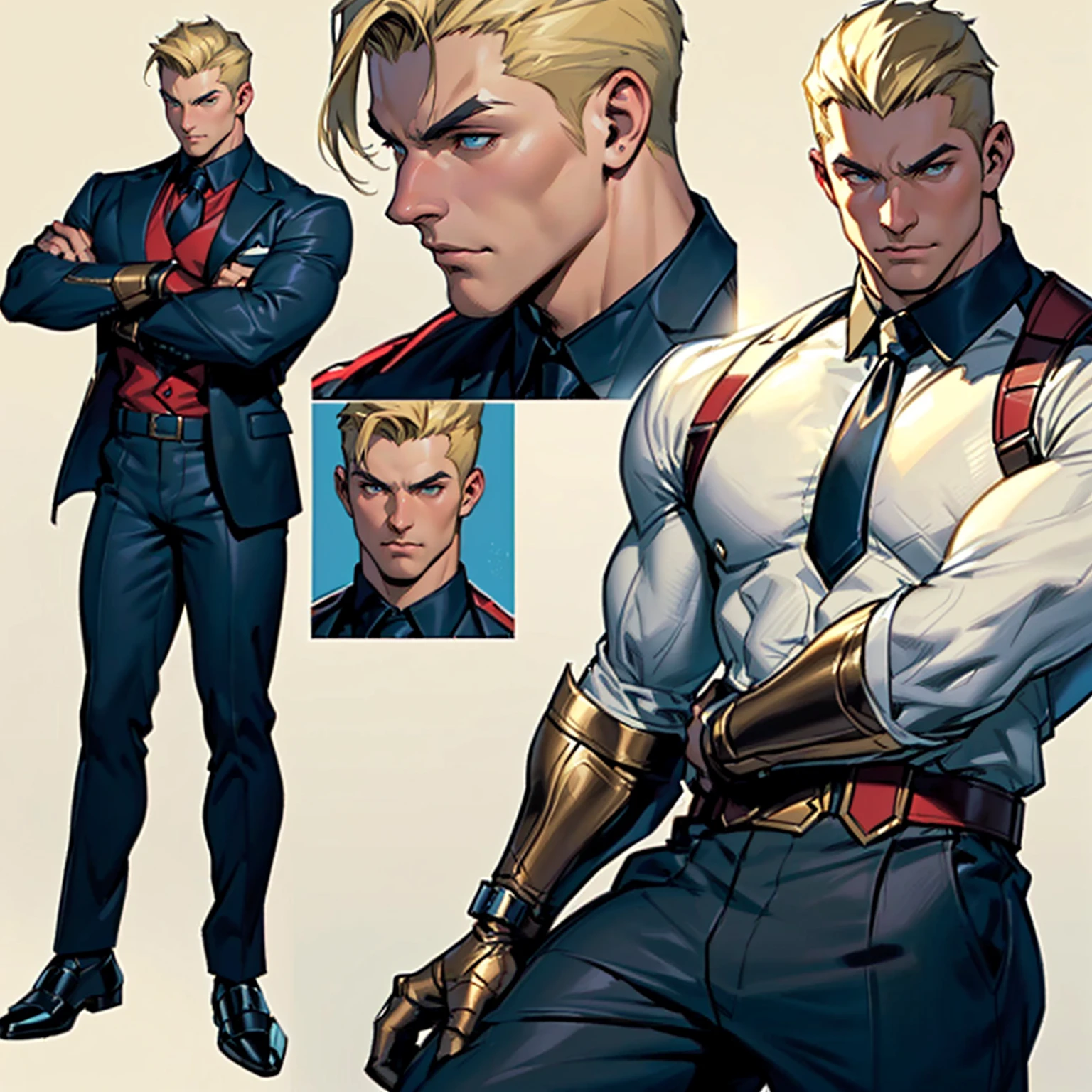 a close-up of a man in a suit and tie with a tie, male character design, official character art, character art o contra, ( ( concept character art ) ), 90s comic book character design, human male character art, king of fighters character, character art, artgerm greg rutkowski _ greg, fighting game character