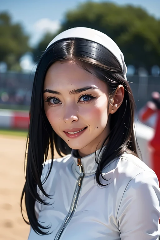 Highest quality High resolution Simple F1 Grand Prix Racecourse Companion cute girl Beautiful face Race Queen