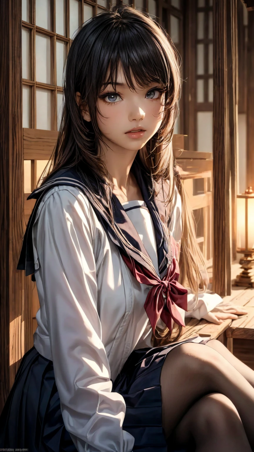 a sensual japanese girl in provocative pose, full body, beautiful detailed eyes, beautiful detailed lips, extremely detailed face and eyes, long eyelashes, messy hair, (best quality,4k,8k,highres,masterpiece:1.2),ultra-detailed,(realistic,photorealistic,photo-realistic:1.37),highly detailed, vibrant colors, cinematic lighting, intricate details, dramatic lighting, elegant, graceful, captivating, alluring, provocative, sensual