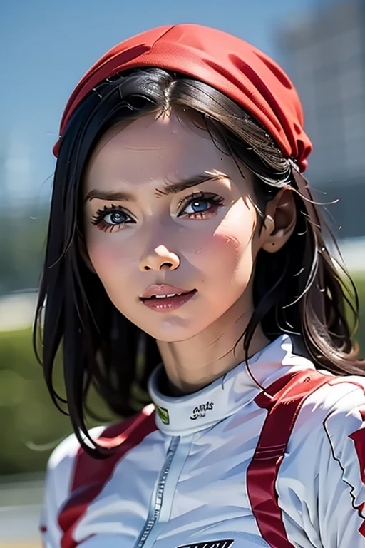 Highest quality High resolution Simple F1 Grand Prix Racecourse Companion cute girl Beautiful face Race Queen