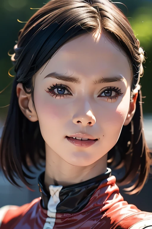 Highest quality　High resolution　Simple　F1 Grand Prix　Racecourse　Companion cute girl　Beautiful face　Race Queen　20 years old