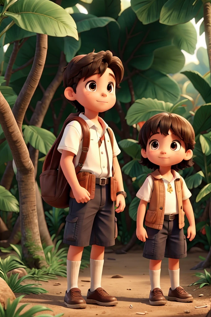 4 year old boy and girl exploring the jungle