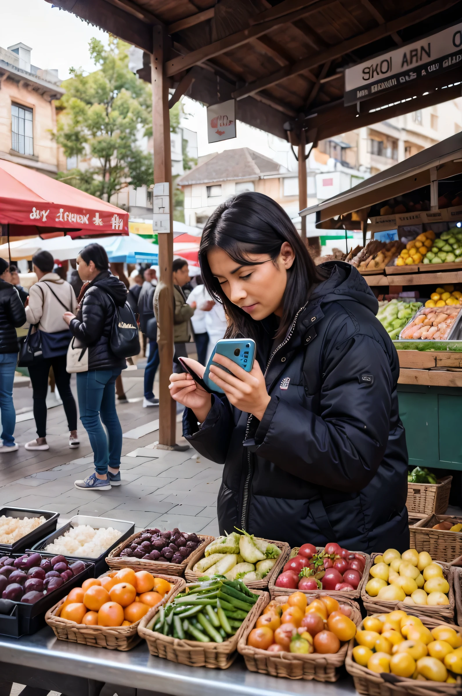 A travel diary with photos of local food and markets everyone checking the things