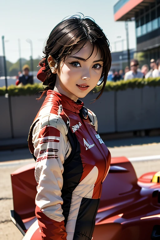 Highest quality High resolution Simple F1 Grand Prix Racecourse Companion cute girl Beautiful face Race Queen