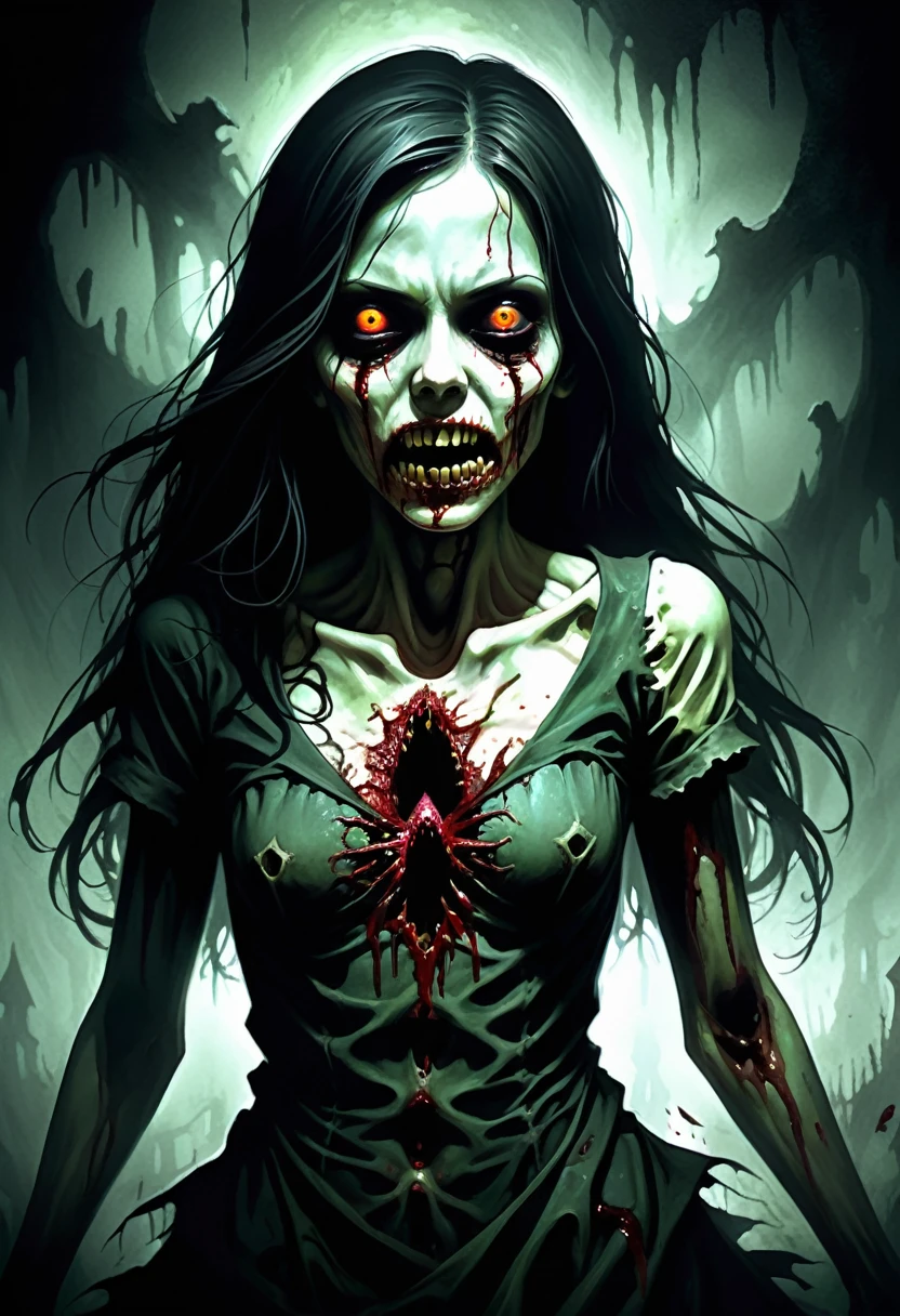 masterpiece inspired by Hellraiser, H. P. Lovecraft and Evil Dead 2013, realistic full body ((hard body pierced)) photography of two evil zombie skinny female, without clothes slim skinny two evil zombie female with hard body pierced ((two nude slim skinny evil zombie female, full body pierced)), decomposing, out dark-black liquid from decomposing body, 12k definition, full body of two beautiful cute skinny nude creepy scary evil zombie female psycho monster bat girl with sparkly translucent pale ghostly dark evil zombie skin cuddling close without clothes decaying black-blue liquid body with piercing, very intricate scary facepaint bodypaint full pierced with dark liquid out, detailed bright ghostly dark liquid out from eyes, freaky shiny evil zombie skinny emo, light blue and light green dark hair, and evil scary wicked grin-blue, dark shadowy scene in very spooky haunted house, ultra-detailed, ((dark art)), horror swamp, full body view, head to toe, UHD