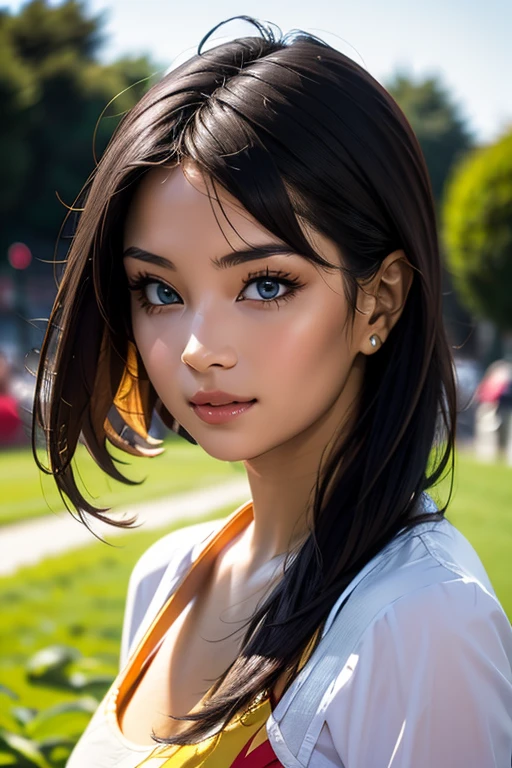 Highest quality High resolution Simple F1 Grand Prix Racecourse Companion cute girl Beautiful face Race Queen 20 years old