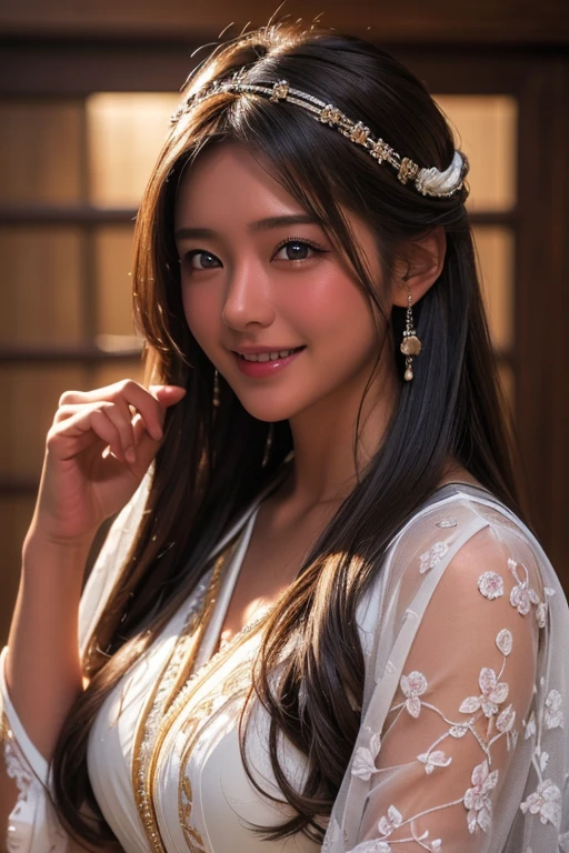 (Highest quality, 4K, 8k, High resolution, masterpiece:1.2), Very detailed, (Realistic, photoRealistic, photo-Realistic:1.37)、Japanese、smile、One Girl、Gal Makeup
