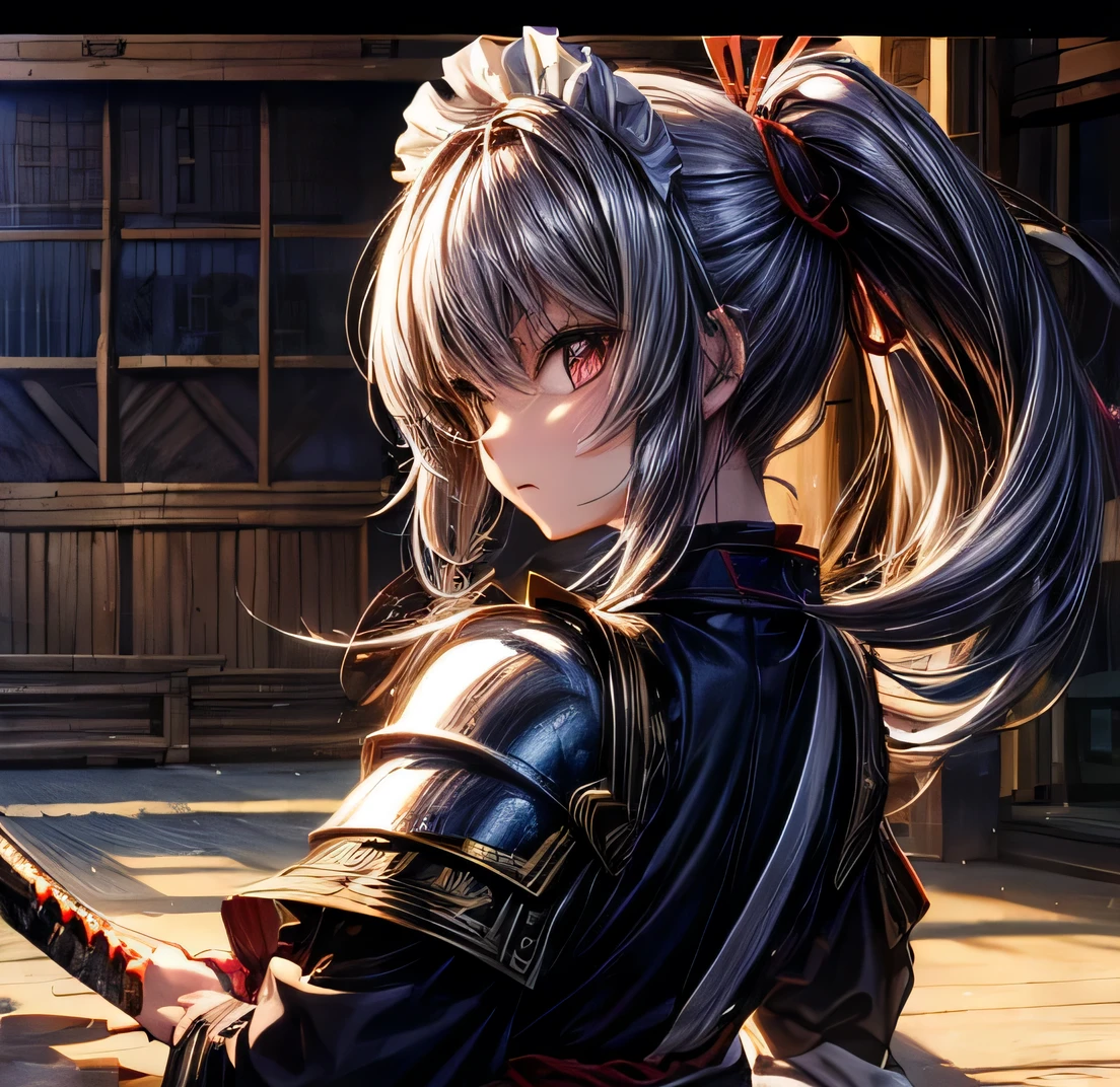 Maid Black Hair Ponytail Long Yagyu Shinkage-ryu swordsmanship Exercise martial arts Menkyo Kaiden Tosei Gusoku armor Japanese sword Sengoku period