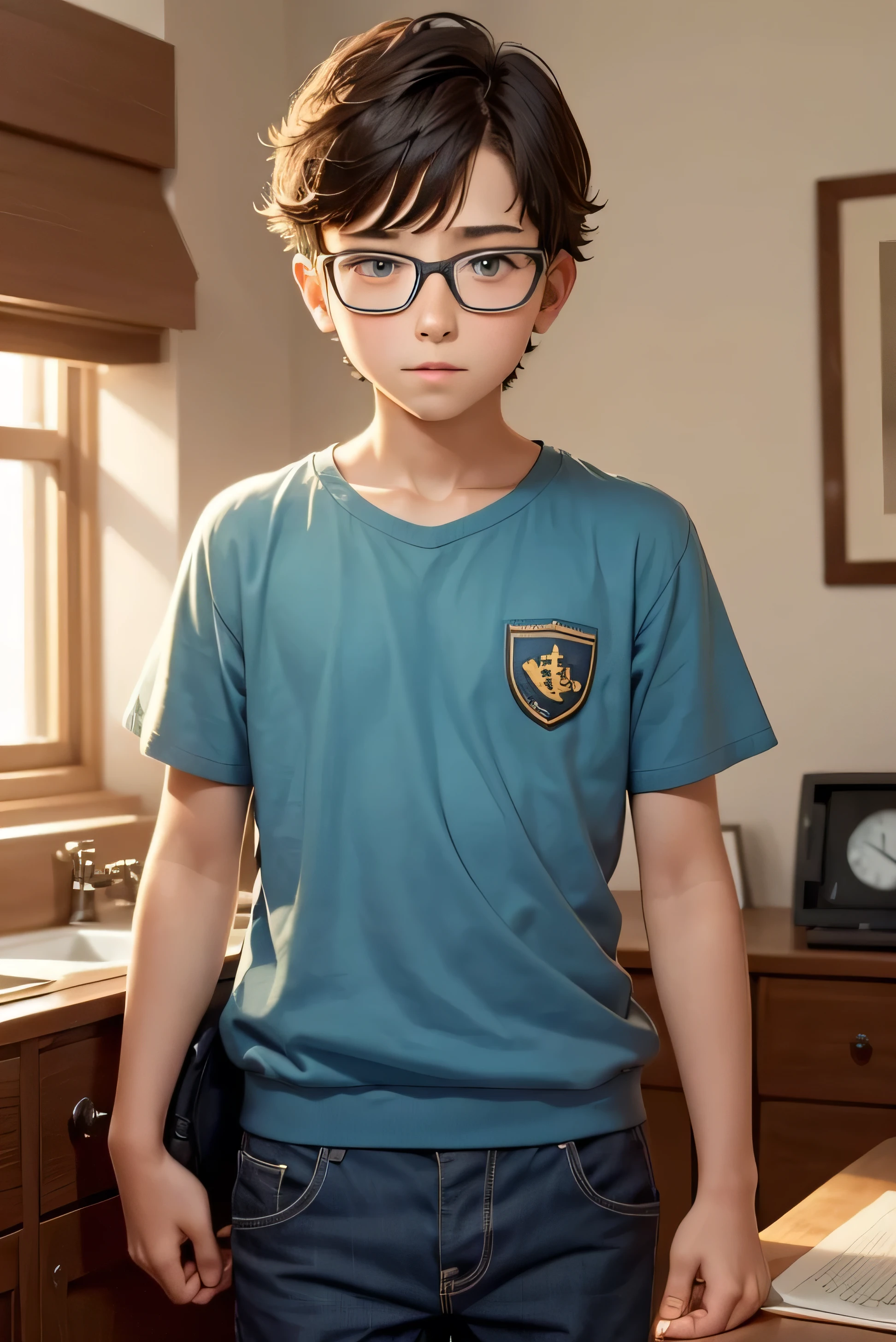 Boy, age 12, wearing glasses 