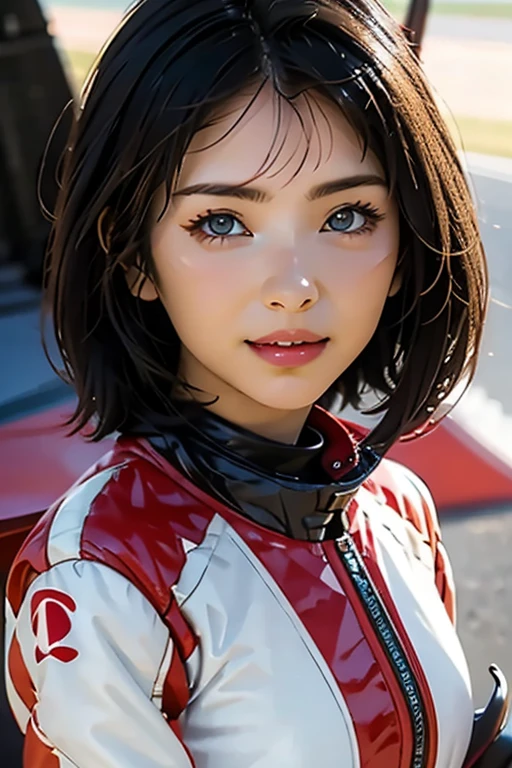 Highest quality High resolution Simple F1 Grand Prix Racecourse Companion cute girl Beautiful face Race Queen