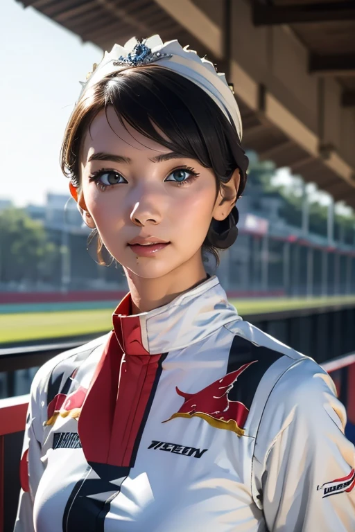 Highest quality High resolution Simple F1 Grand Prix Racecourse Companion cute girl Beautiful face Race Queen