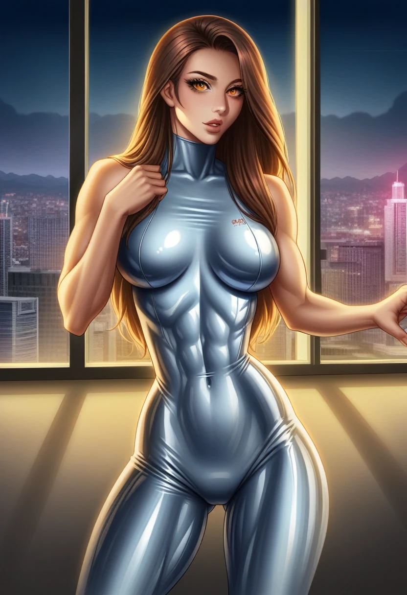(best quality,4k,8k,highres,masterpiece:1.2),ultra-detailed,(realistic,photorealistic,photo-realistic:1.37),futa Helen Parr curvy ,tight latex bodysuit dress,futa big dick Helen Parr sex e,daughter in hotel bed room,dubai building from window,ultra 3D cartoon,detailed face,beautiful eyes,lush lips,long eyelashes,highly detailed,volumetric lighting,cinematic composition,dramatic lighting,vibrant colors,glossy latex,muscular body,sensual pose,intimate moment,hotel interior,urban cityscape,architectural exterior