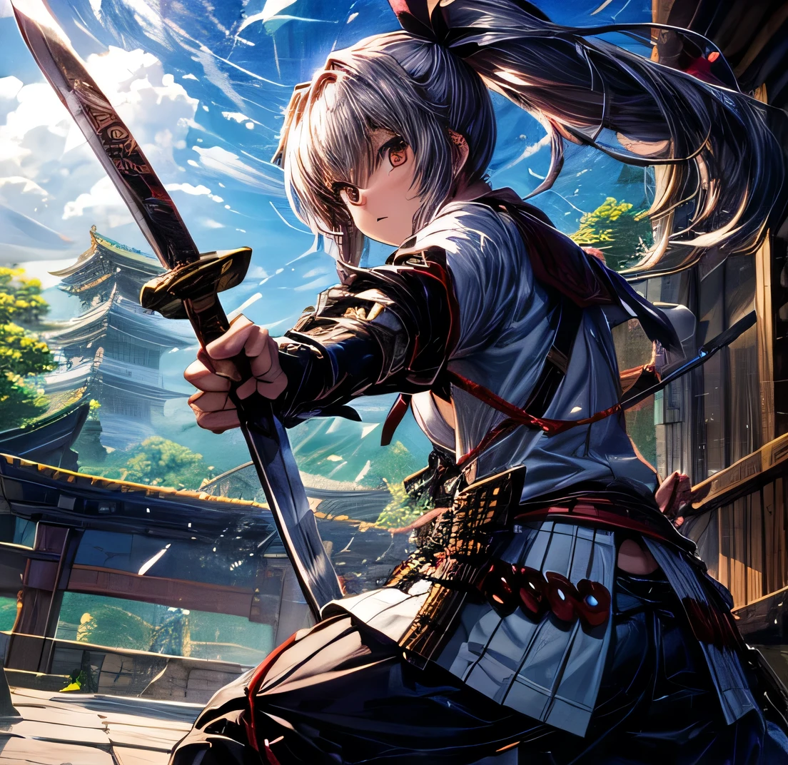 Black Hair Ponytail Long Yagyu Shinkage-ryu swordsmanship Presence Fit Menkyo Kaiden Tosei Gusoku armor Japanese sword Beauty