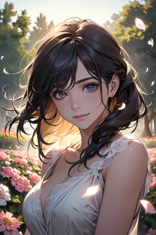 beautiful detailed eyes, beautiful detailed lips, extremely detailed eyes and face, long eyelashes, 1girl, bikini, long curly hair, detailed hair, meadow, flowers, sunlight, outdoors, photorealistic, (best quality,4k,8k,highres,masterpiece:1.2),ultra-detailed,(realistic,photorealistic,photo-realistic:1.37),vivid colors,natural lighting