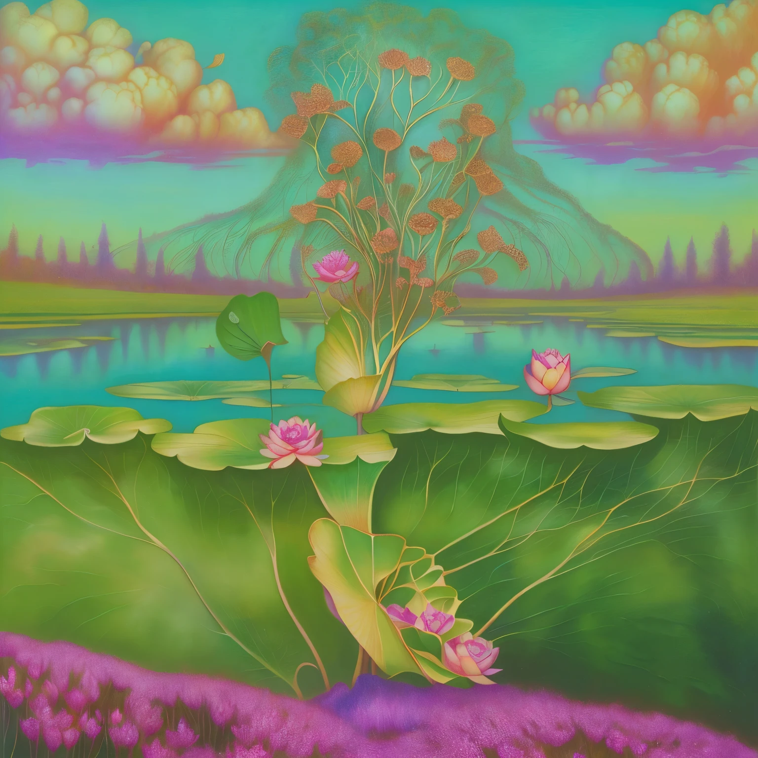 painting of a hand reaching out from a pond with a lotus flower, by Michael Sutfin, by Rob Alexander, by David G. Sorensen, beksinski and alex gray, michael hutter, by Kathleen Scott, by Chris Rahn, daniel merriam :.1, alex grey and beksinski, surreal oil painting, by John Plumb, by Jason Benjamin