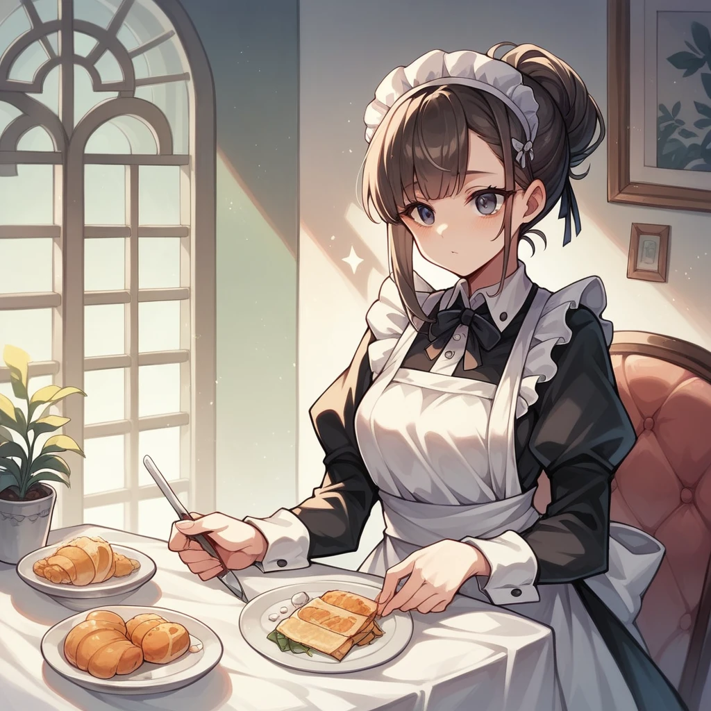 score_9, score_8_superior, score_7_superior (score_9:0.9),score_8_superior,score_7_superior,Anime Style,evaluation_Safety,(PDXL),Maid&#39;s Headdress,lira,Maid clothes,One girl,alone,View your viewers,White Background,Medium chest,Black Hair,robot,