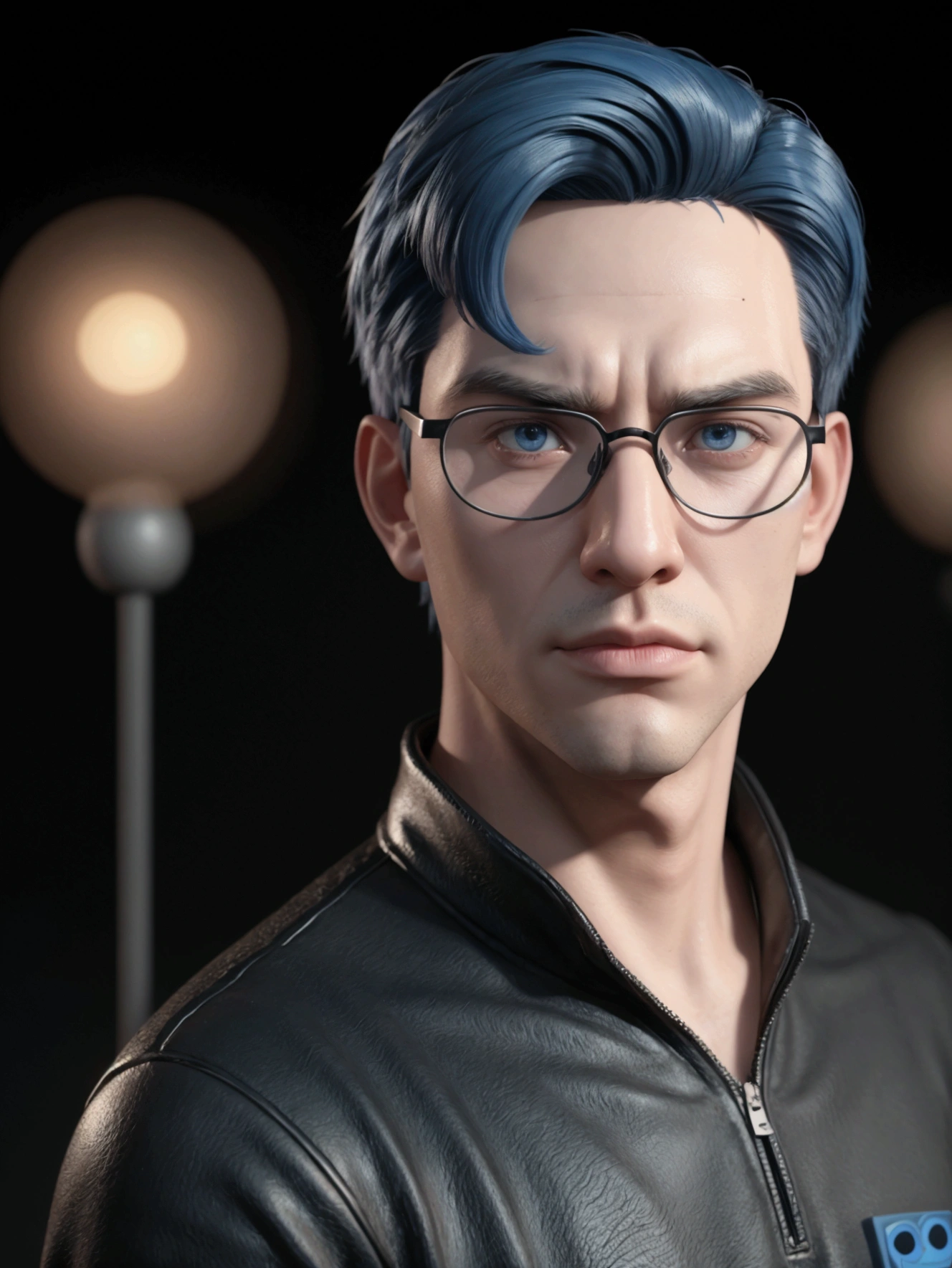 Cartoon character of a man in black glasses and blue shirt, animation character, stylized character, animation style rendering, 3d stylized, Arnold Maya rendering, Stylized 3D rendering, toon render screenshot, 3d character, 3d character, Stylized 3D rendering, 3D character rendering, cartoon character, Personagem de close up, character posing,  (Pixar-style) (master part:1.2) (bokeh) (best qualityer) (skin detailed) (detailed texture) (8k) (Argilla) (cinematic lighting) (sharp focus