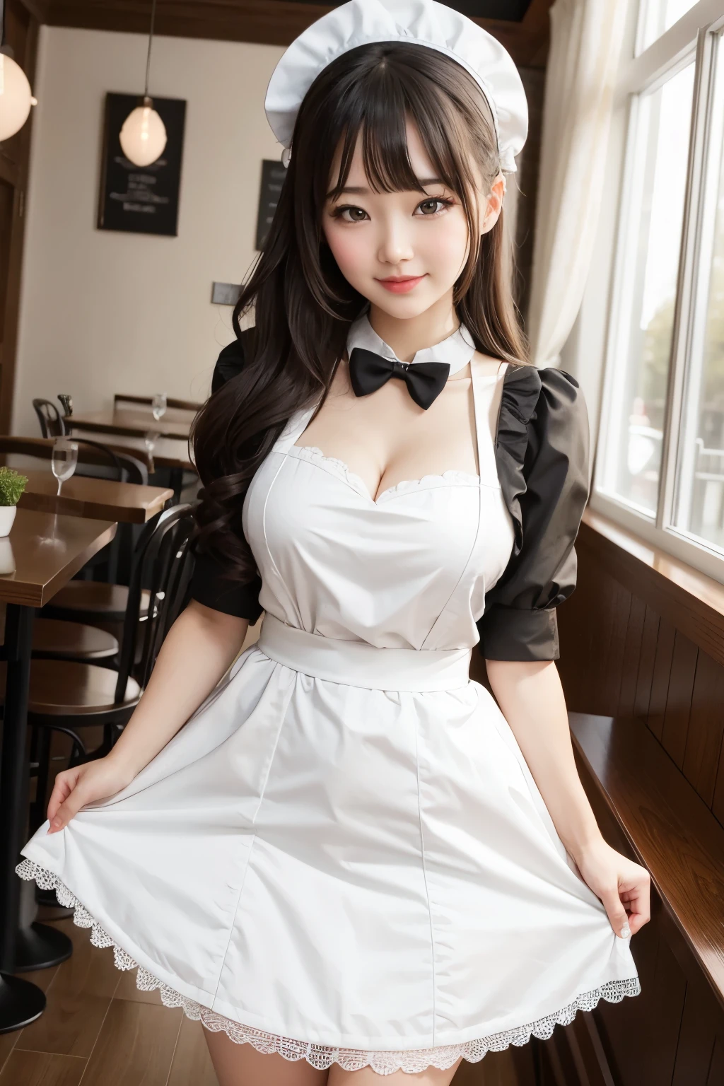Sweet girl dressed as a sexy cafe maid