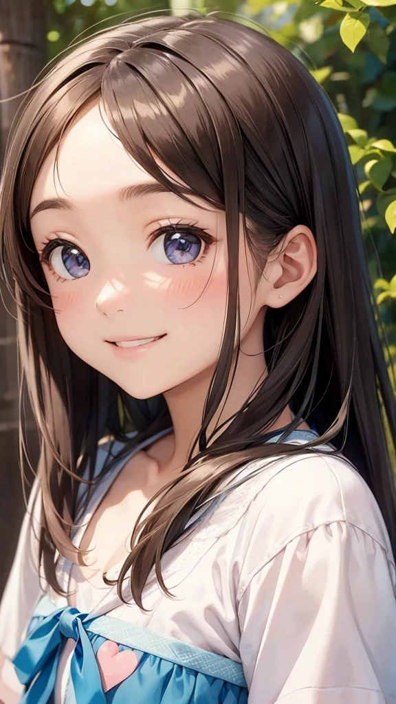 10 years old、beautiful girl、smile、Close-up of face