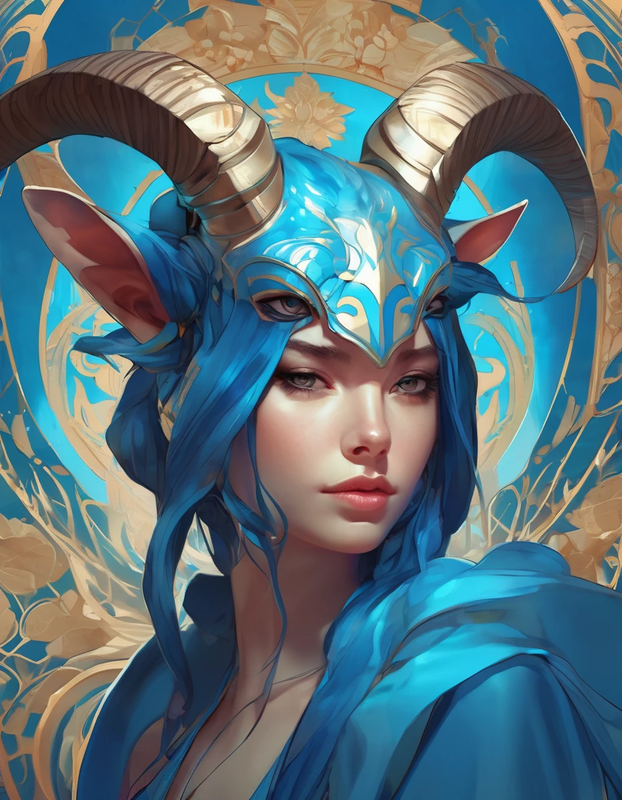 blue goat Cartoon digital art style  professional illustrationof Stanley Artgerm Lau Greg Rutkowski Alphonse Mucha James Jean Marc Simonetti elegant highly detailed digital painting artstation pixiv