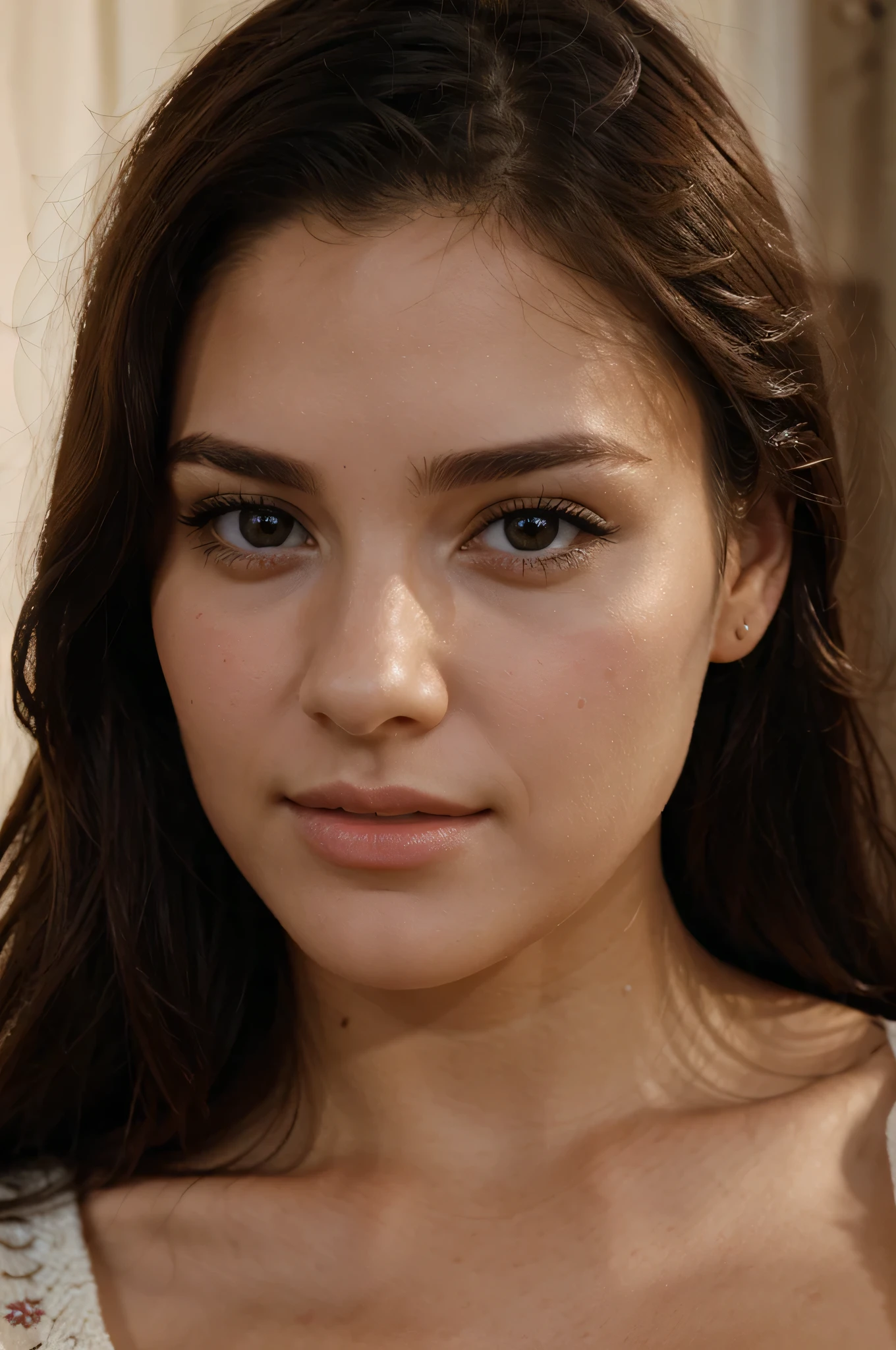 face of a pretty young woman realistic in good quality