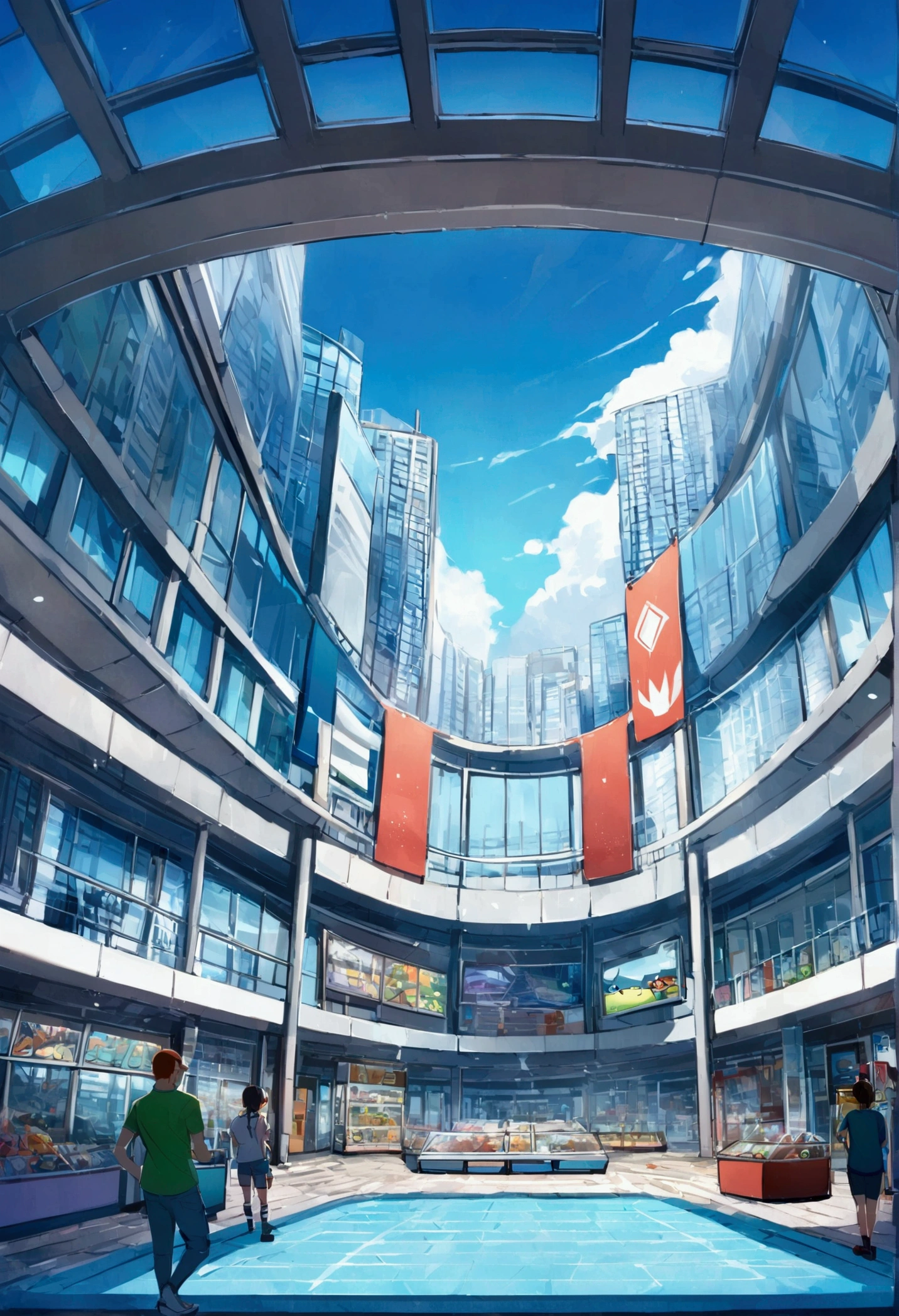 Vancouver Canada, Pokemon, Glass Buildings, Large Stadium, Pokemon Center, skyline