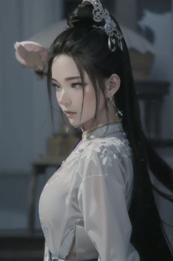 wuxia, Chinese clothes, hourglass figure, large breasts, big hips, masterpiece, best quality, ultra detailed, realistic