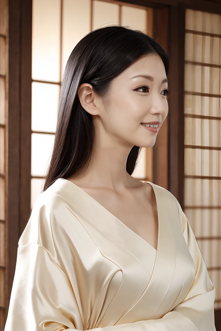 (Highest quality、Tabletop、8k、Best image quality、Award-winning works)、(One beautiful mature woman:1.1)、Adult face、(Innkeeper:1.1)、(Elegant floral kimono:1.2)、(Kimono that exposes the chest:1.3)、(Cleavage:1.5)、(Open chest:1.3)、(Large Breasts:1.2)、(Large Breastsの谷間を露出する:1.5)、Perfect mature woman portrait photo、Glowing Skin、Standing Elegantly、(Blurred elegant and exquisite perfect Japanese style room background:1.3)、(The most natural and perfect tidy Japanese style room background:1.2)、Glowing White Skin、Very white skin、(Accentuate your body lines:1.1)、(The most graceful posture:1.2)、A perfect smile、Perfect beautiful glossy lips、(Accurate anatomy:1.1)、(A perfect and elegant outfit:1.1)、(Standing with good posture:1.1)、(Face close-up:1.1)